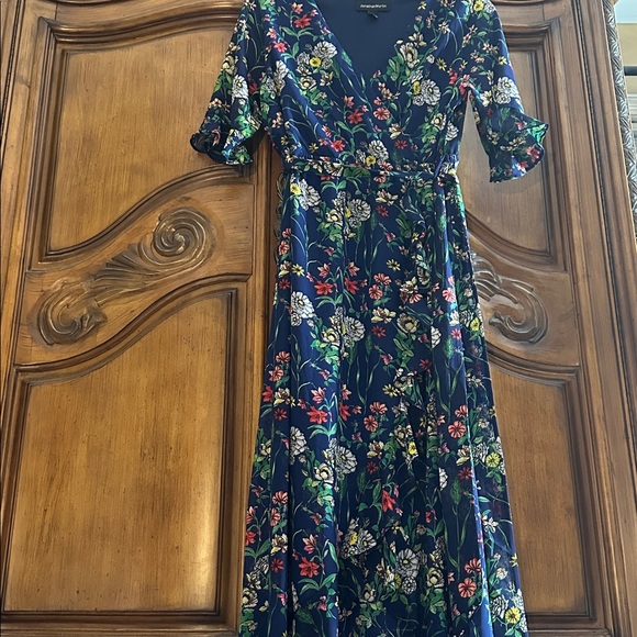 Jonathan Martin Like NEW Elegant Flow Floral High Low Dress - Navy Green Yellow - Picture 3 of 10